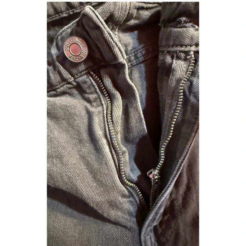 Zara‎ Barrel Jeans Women Size 6 Grey Wide Leg High Rise Faded Denim Pants